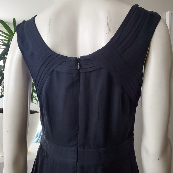 Black Silk Dress with Pleat Details - Picture 8 of 11